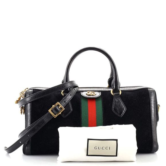 Gucci Ophidia Boston Bag Suede Medium Black - Picture 2 of 8